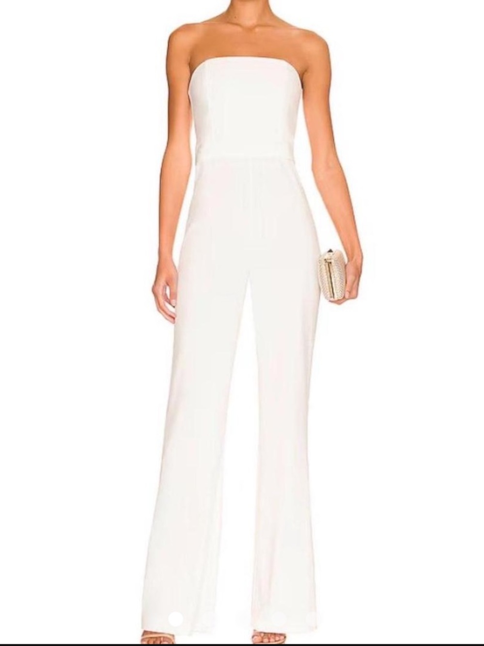 Alice + Olivia Strapless White Wide-Leg Jumpsuit
